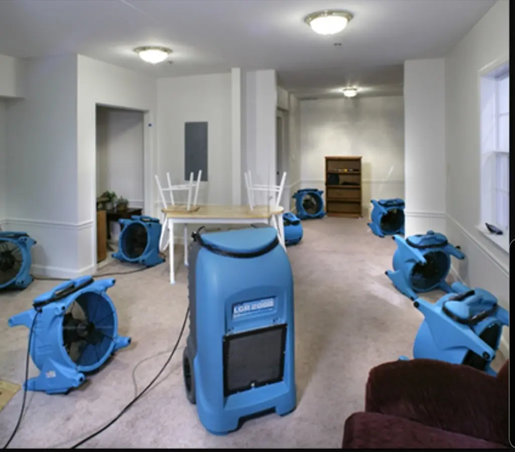 Air movers and dehumidifier setup for Water Extraction & Removal in Carneys Point